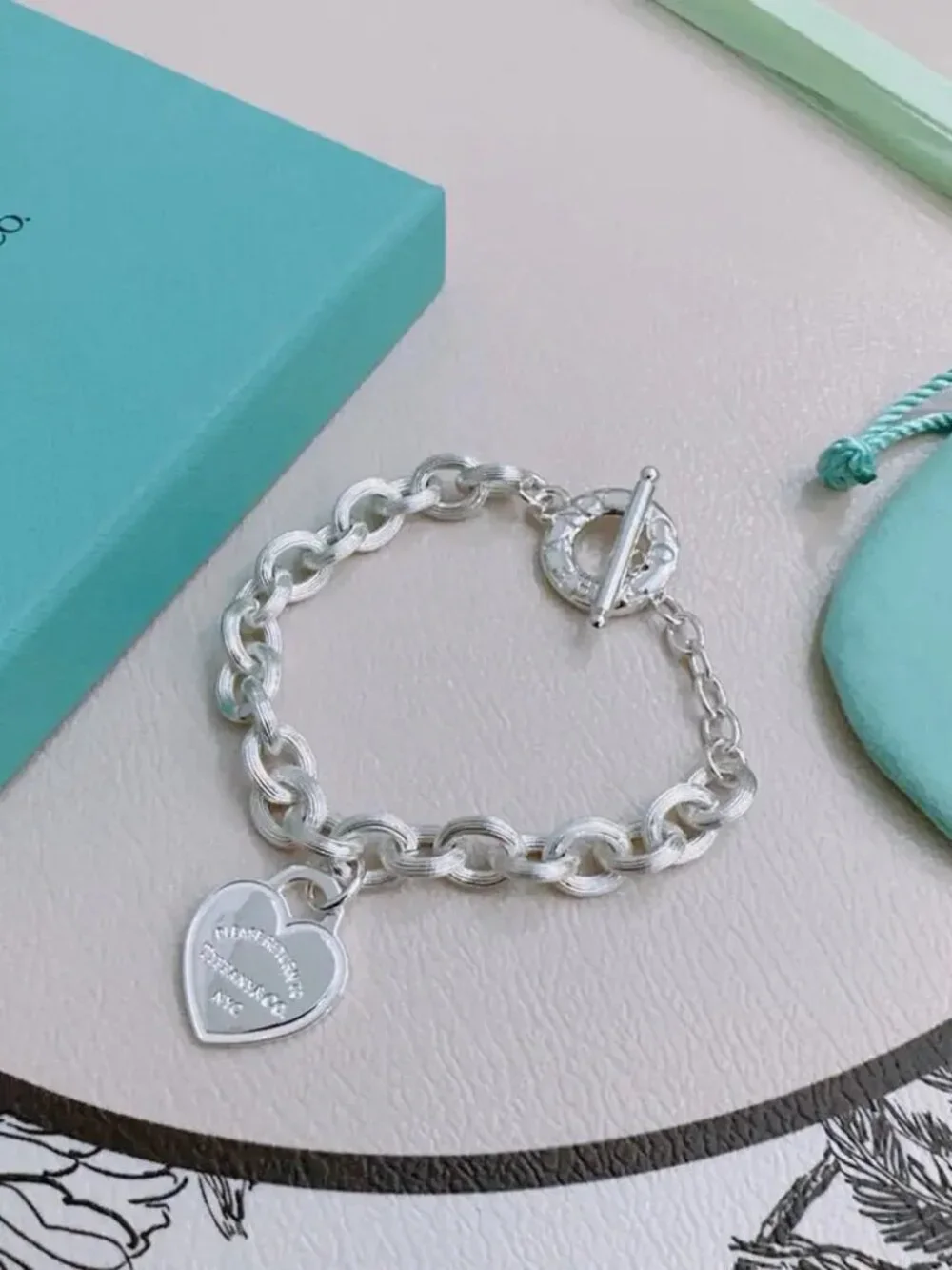 Tiffany & Co. Fine Silver Heart Bracelet